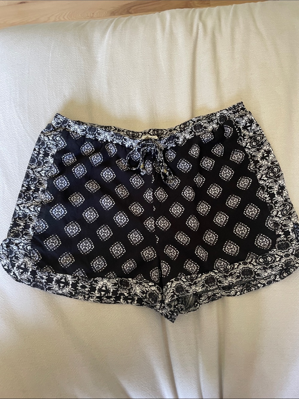 Pink Republic Black & White Printed High-Waist Drawstring Shorts
